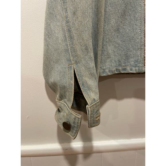 Wrecker Jeans Boho Tapestry Womens Jean Jacket Distressed Light Wash Size M/L - Picture 7 of 8